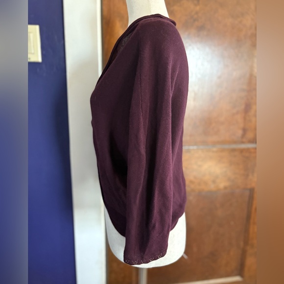 Moth Anthropologie Eggplant Aubergine Snap Front Lightweight Cotton Cardigan - Picture 4 of 10